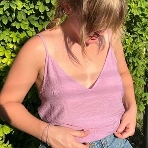 LACAUSA Light pink silk slip tank